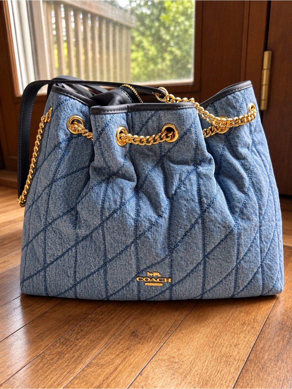 Coach Faye Large Shoulder Bag in Quilted Denim